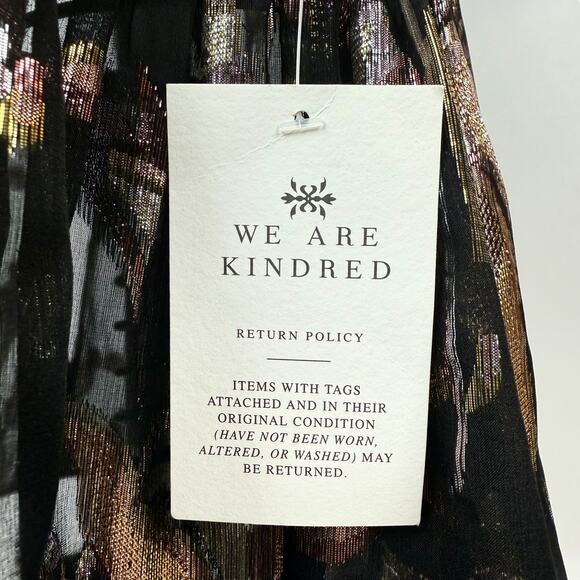 New w/ Tags WE ARE KINDRED silk metallic floral dress HARLOW FLOUNCE gown. - Picture 13 of 17